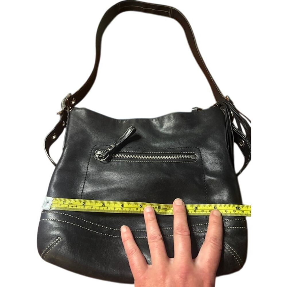 COACH 1415 Vintage Y2K Legacy Slim Hobo Black Leather Shoulder Bag Zip Tassel - Picture 11 of 11